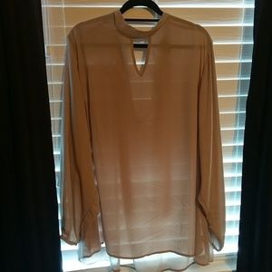 Pretty tan tie back choker blouse